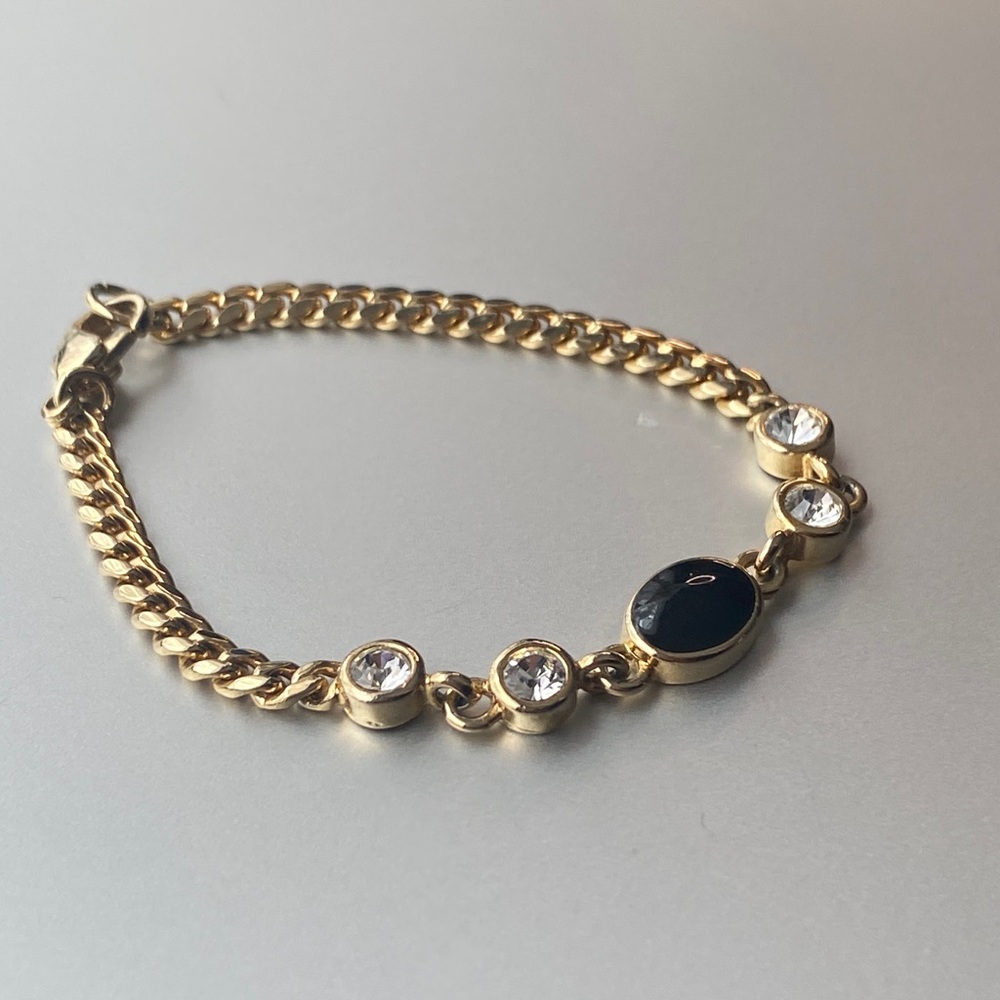 Liz Claiborne vintage stamped Gold and Black Chain Bracelet